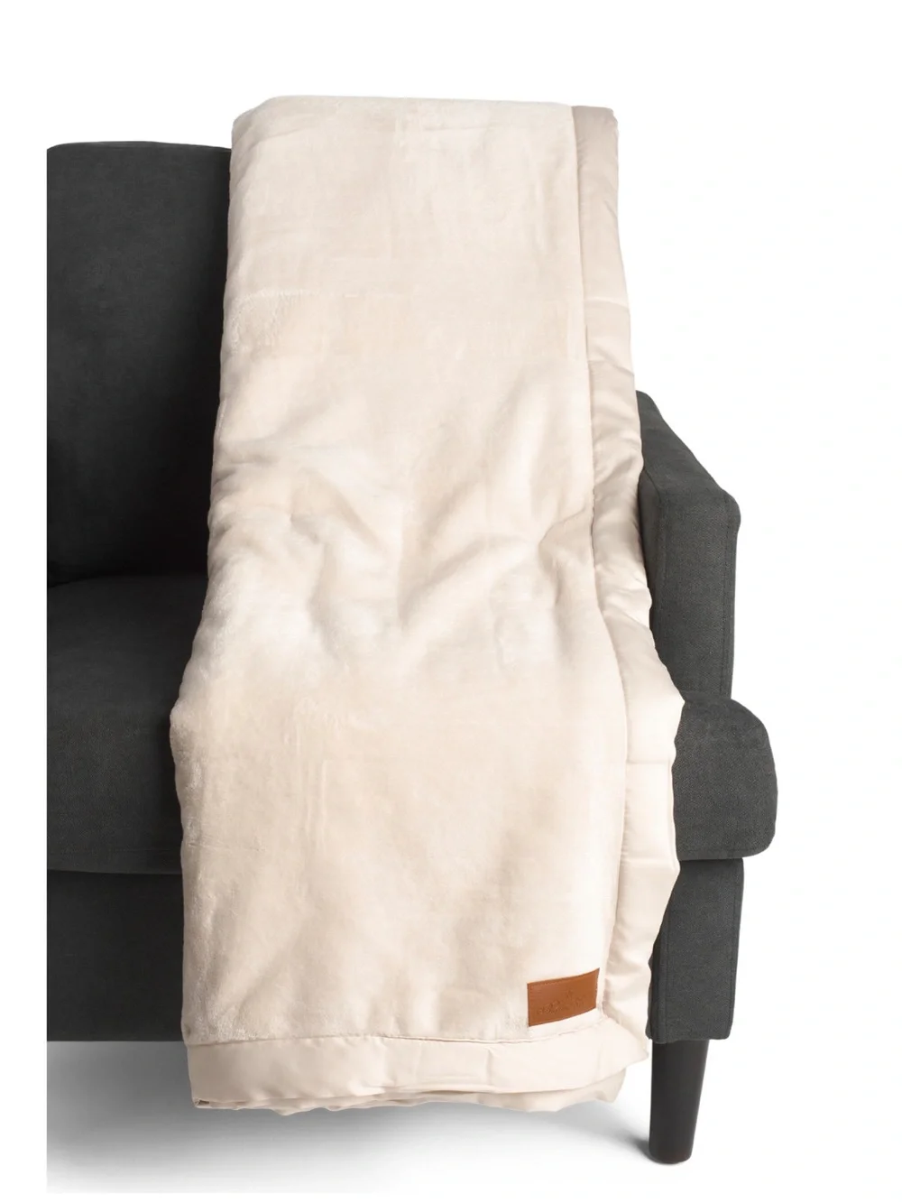 BROOKS BROTHERS solid fleece blanket with satin trim